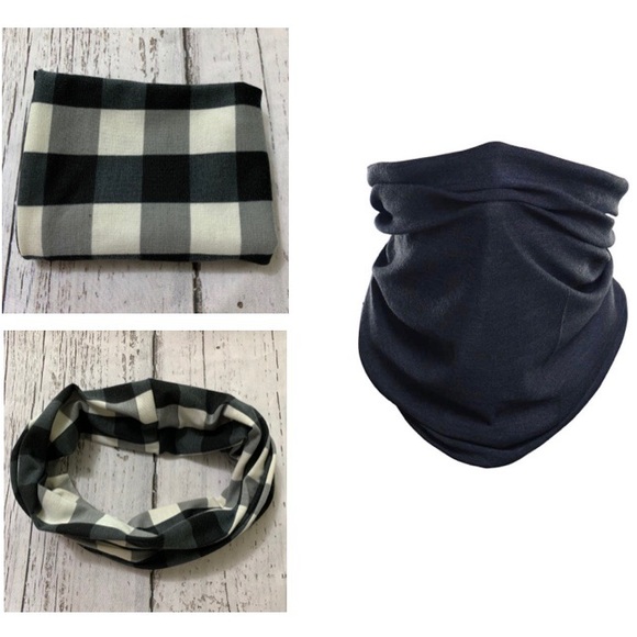 Accessories - Black & White Plaid Gaiter Mask